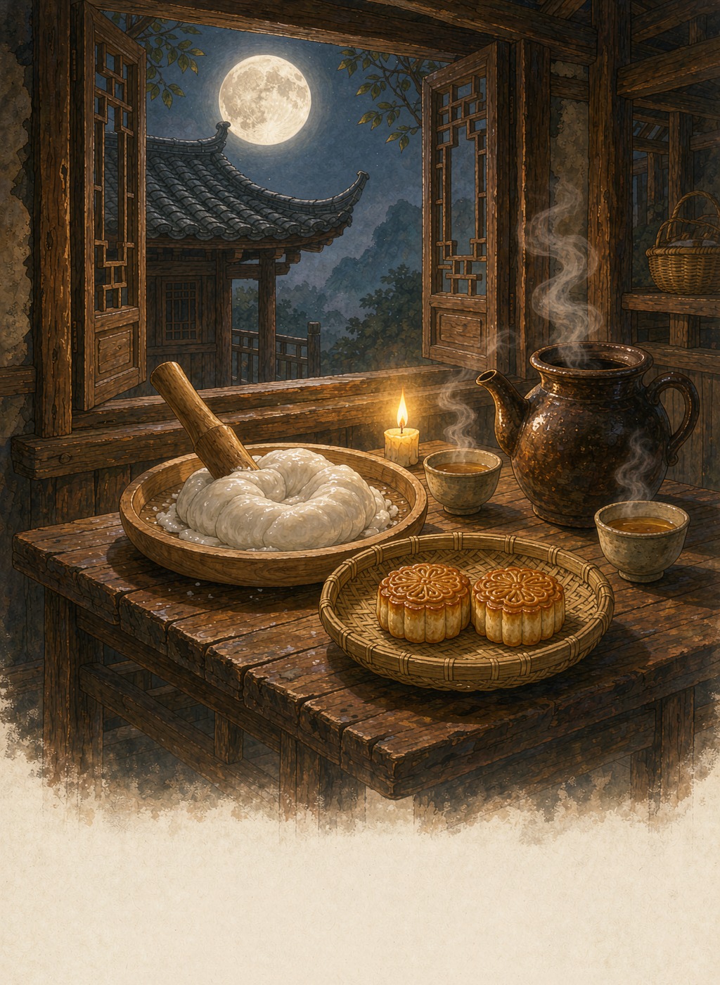 糍粑要趁热吃,蘸点黄豆粉和白糖。凉了变硬,架在炭火上烤到鼓起来,又是另一种香